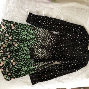 Black, pink, and green flora dress